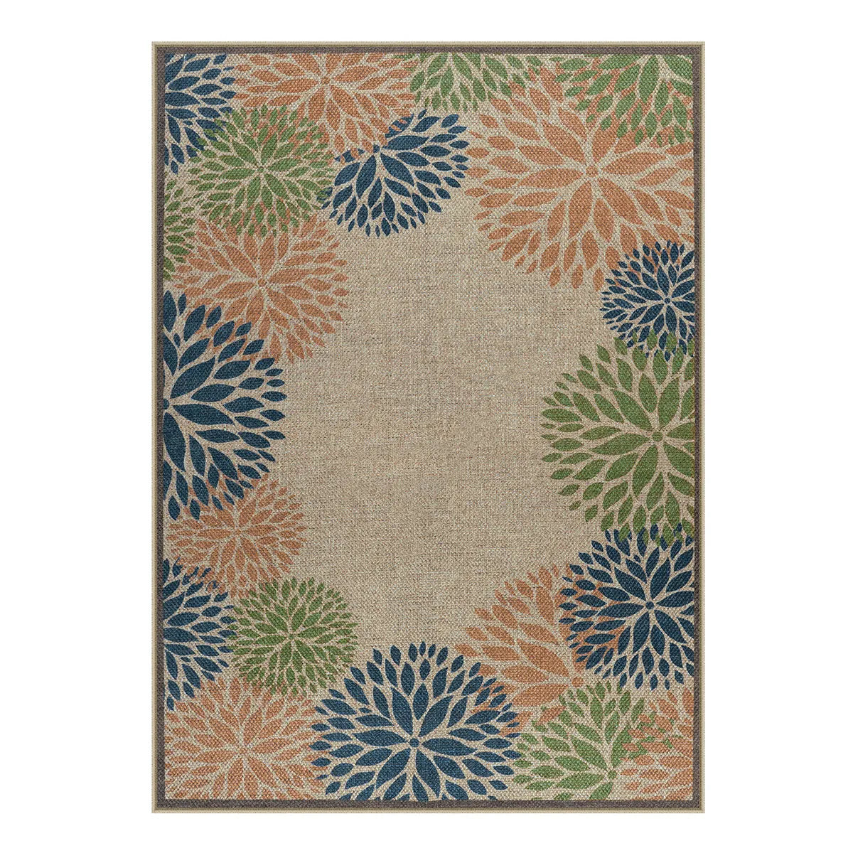 Aveline Washable Persian Floral Easy Jute Multicolor Indoor/Outdoor Rug Area Rugs Lahome