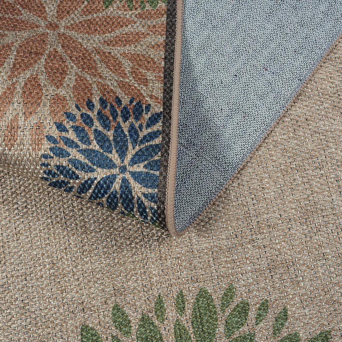 Aveline Washable Persian Floral Easy Jute Multicolor Indoor/Outdoor Rug Area Rugs Lahome