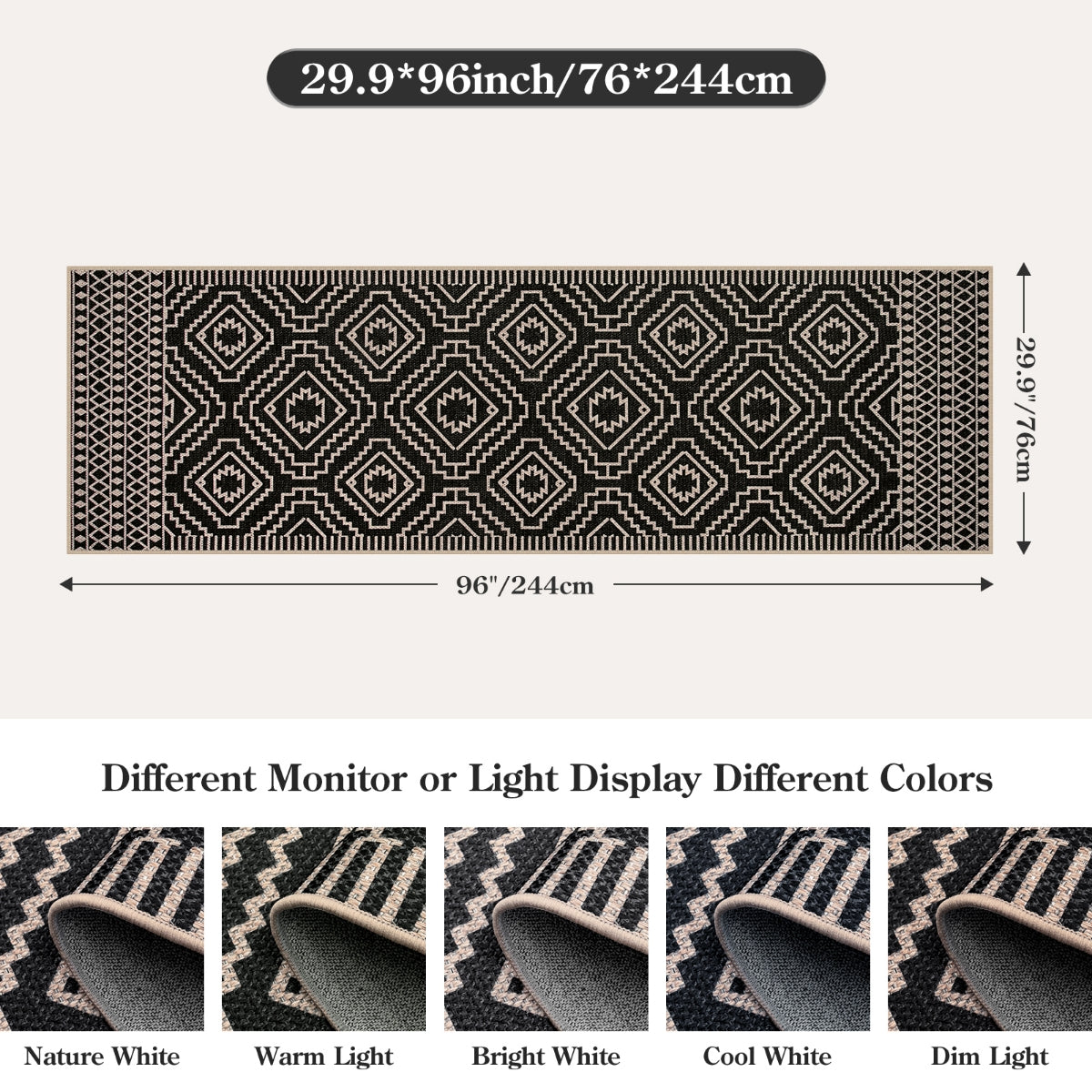 Basile Washable Moroccan Easy Jute Natural Black Indoor/Outdoor Rug Easy Jute Rug Lahome
