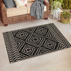 Basile Washable Moroccan Easy Jute Natural Black Indoor/Outdoor Rug Easy Jute Rug Lahome