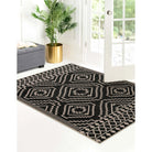 Basile Washable Moroccan Easy Jute Natural Black Indoor/Outdoor Rug Easy Jute Rug Lahome