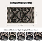 Basile Washable Moroccan Easy Jute Natural Black Indoor/Outdoor Rug Easy Jute Rug Lahome
