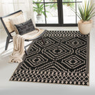 Basile Moroccan Easy Jute Natural Black Area Rug