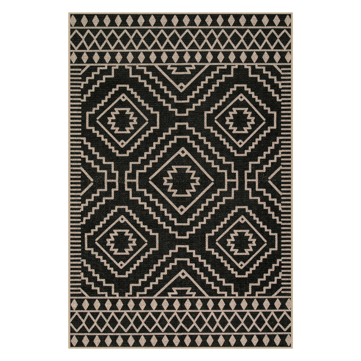 Basile Moroccan Easy Jute Natural Black Area Rug