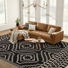 Basile Moroccan Easy Jute Natural Black Area Rug