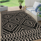 Basile Moroccan Easy Jute Natural Black Area Rug