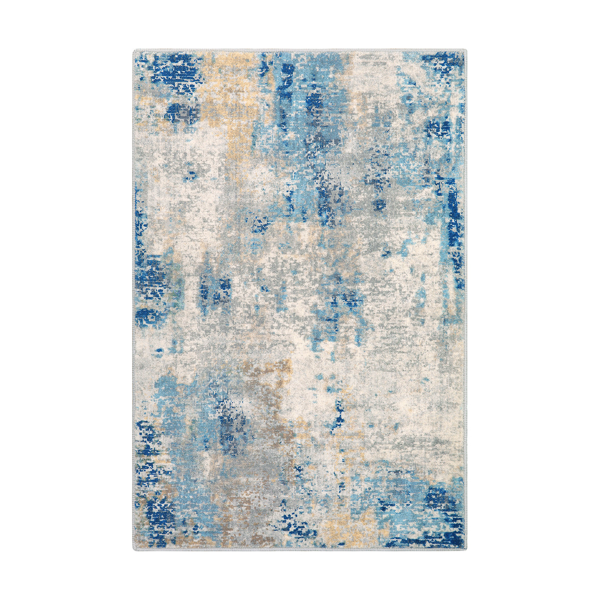 Etoile Washable Modern Abstract Blue/Yellow/Ivory Rug Area Rugs Lahome