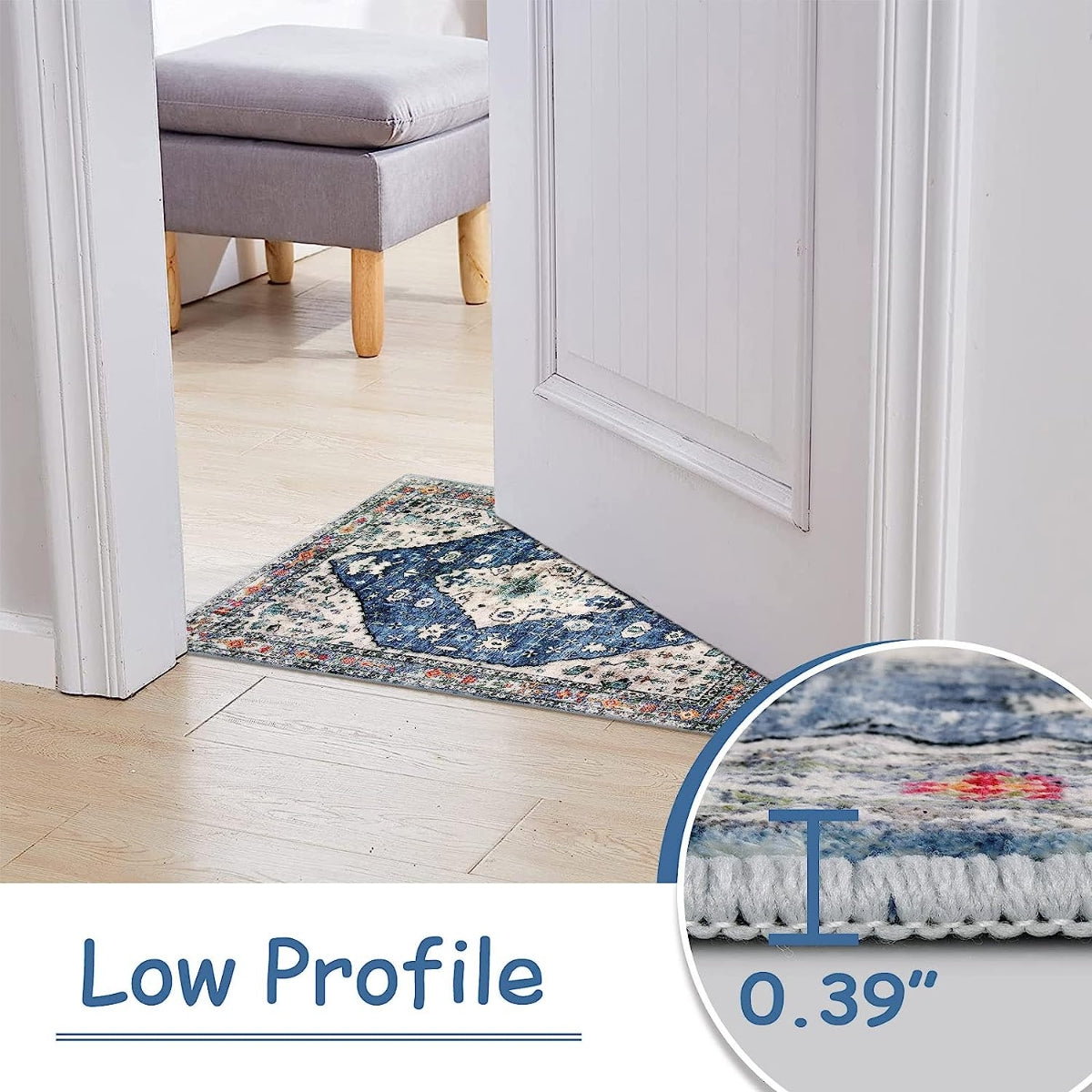 Blue Boho Tribal Area Rug