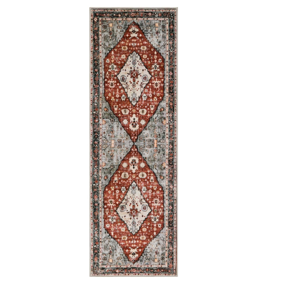 Felice Washable Boho Vintage Tribal Dark Orange Rug Clearance Rugs Lahome