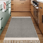 Belle Washable Farmhouse Non-Shedding Boho Grey Rug with Tassels Cotton Area Rugs Lahome