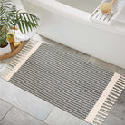 Belle Washable Farmhouse Non-Shedding Boho Grey Rug with Tassels Cotton Area Rugs Lahome 2' x 3'