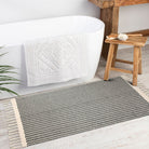 Belle Washable Farmhouse Non-Shedding Boho Grey Rug with Tassels Cotton Area Rugs Lahome