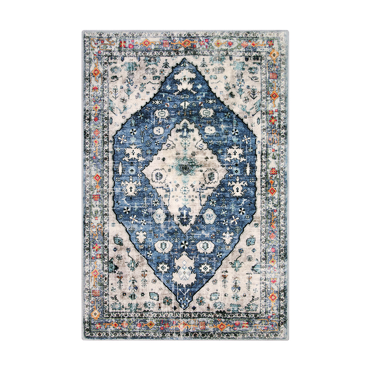 Felice Washable Boho Vintage Tribal Blue Rug Clearance Rugs Lahome