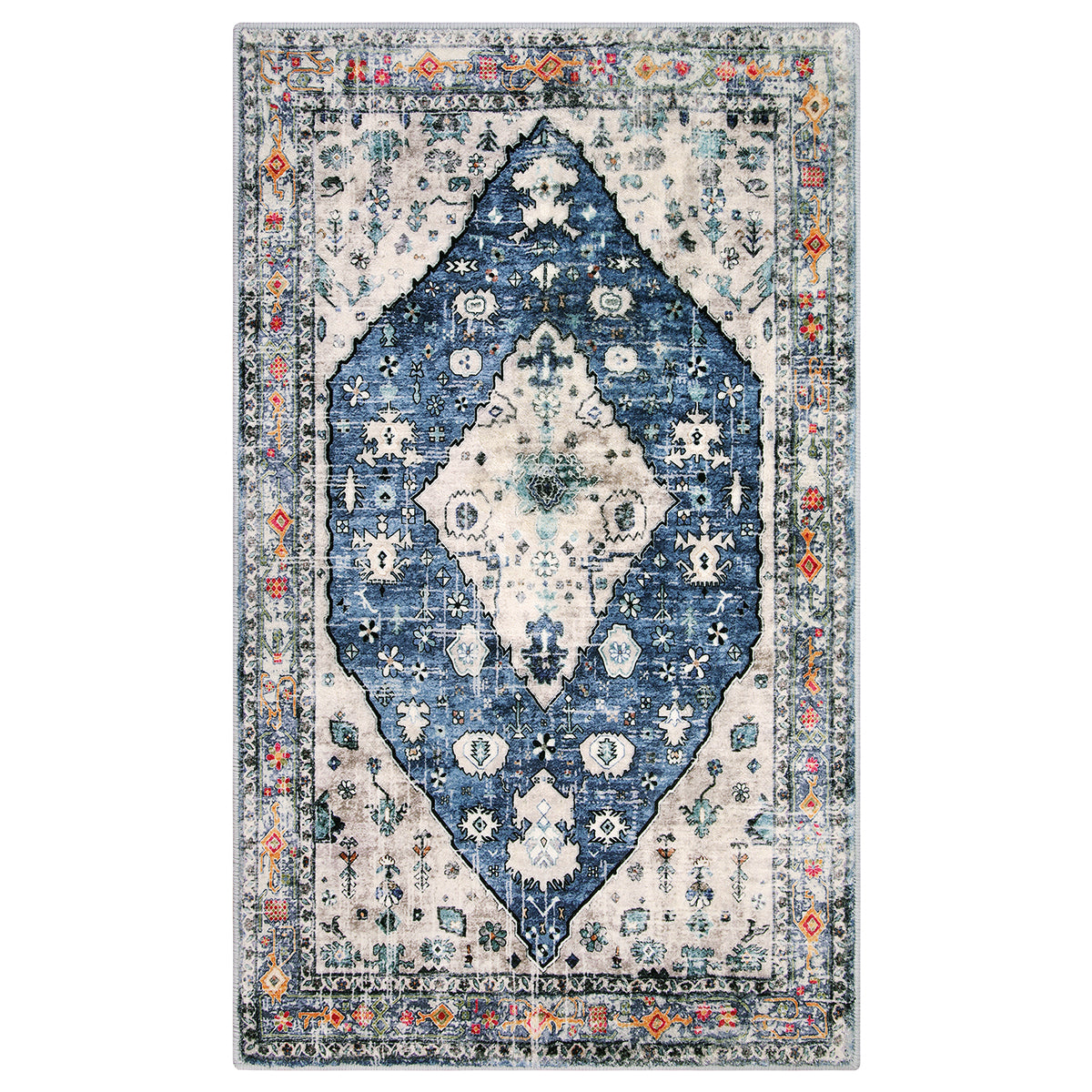 Blue Boho Tribal Area Rug