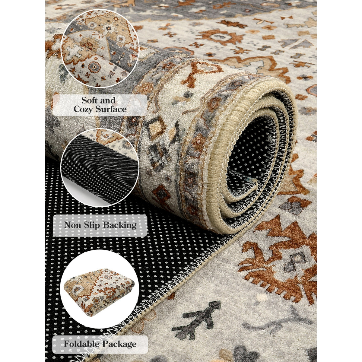 Felice Washable Boho Vintage Tribal Golden Rug Clearance Rugs Lahome