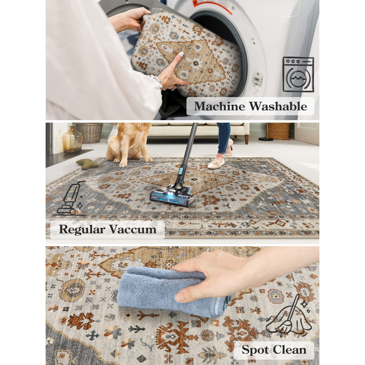Felice Washable Boho Vintage Tribal Golden Rug Clearance Rugs Lahome