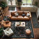 Claude Washable Maximalism Vibrant Blossom Floral Black Rug Area Rugs Lahome