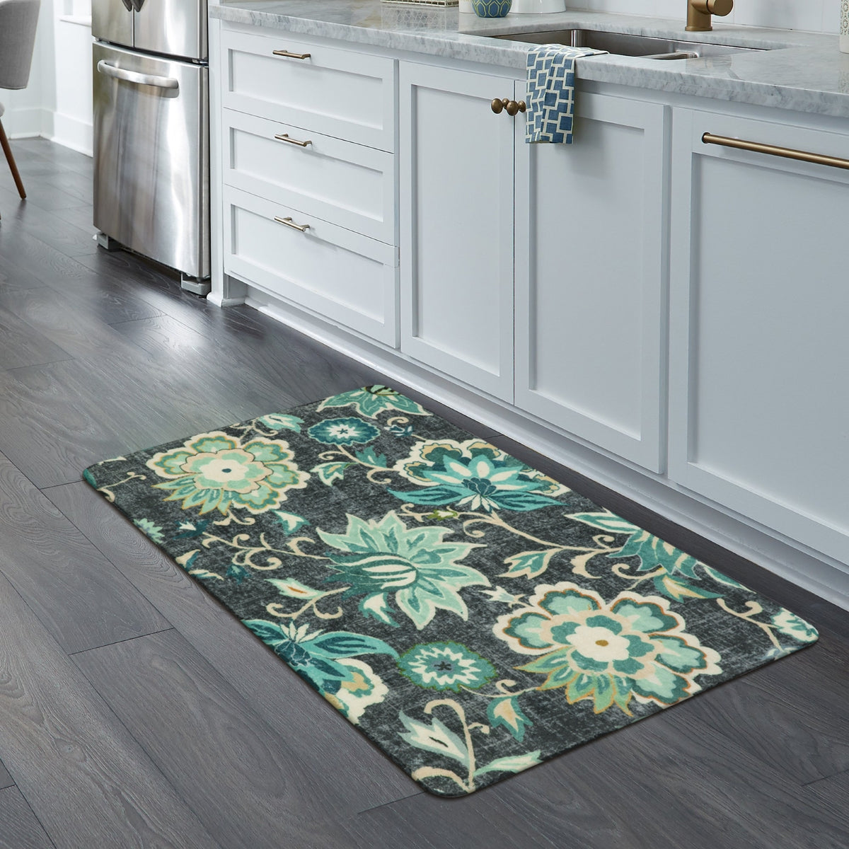Cloris Washable Paisley Modern Vintage Floral Green/Blue Rug Area Rugs Lahome
