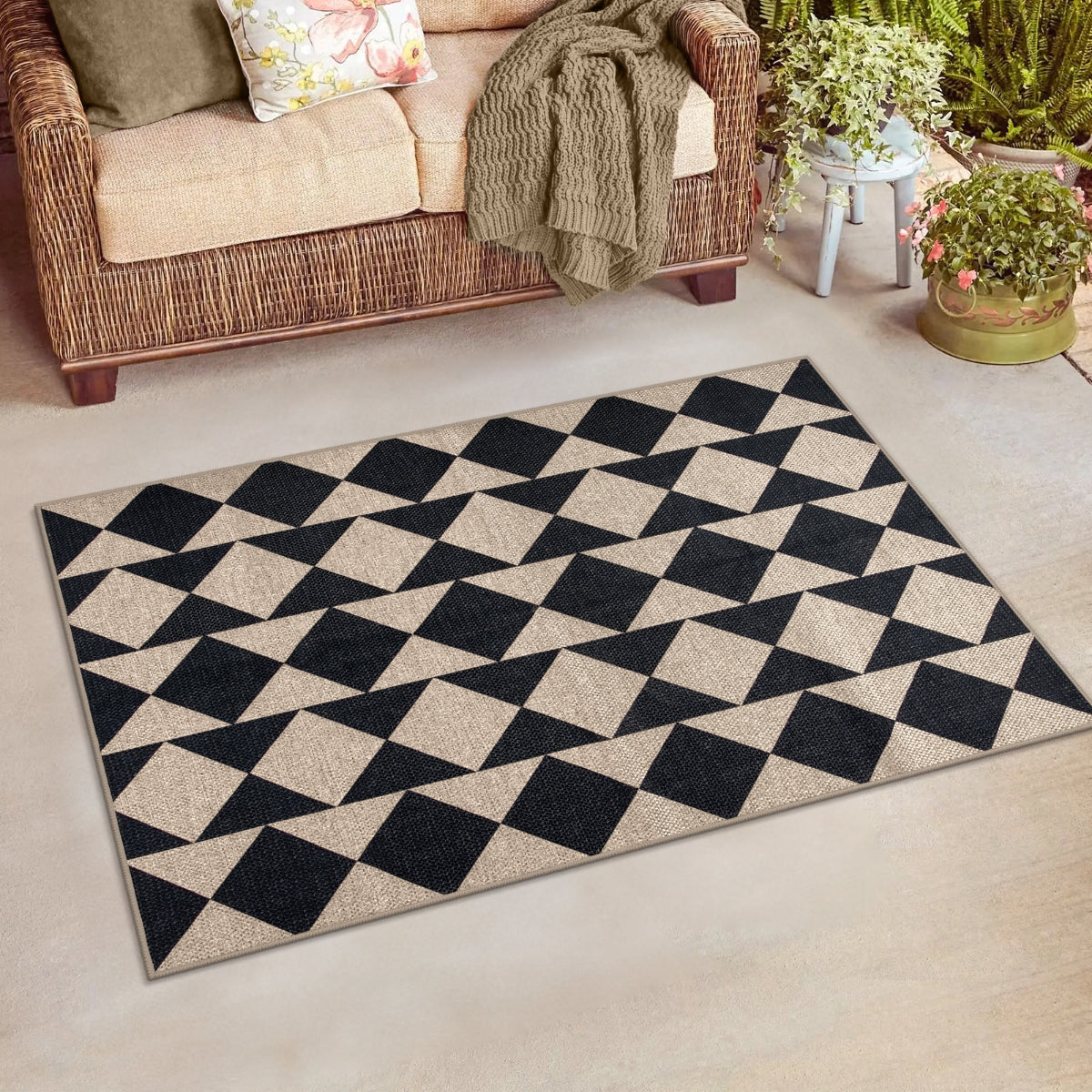 Clovis Washable Checkered Diamond Easy Jute Rug Easy Jute Area Rug Lahome 3' x 5'