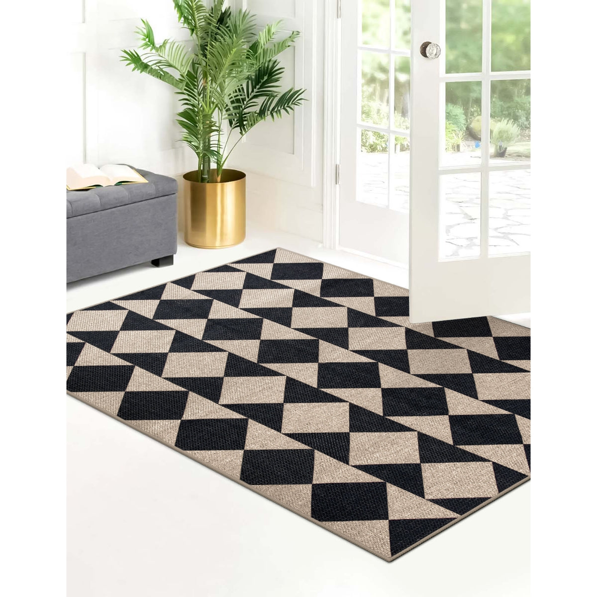 Clovis Washable Checkered Diamond Easy Jute Rug Easy Jute Area Rug Lahome