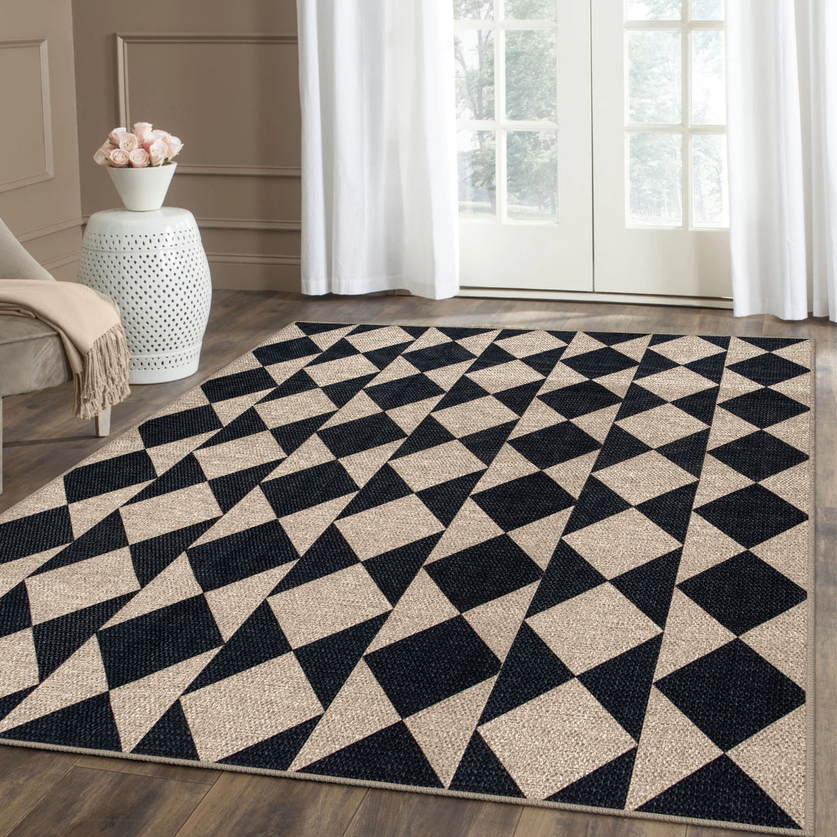 Clovis Washable Checkered Diamond Easy Jute Rug Easy Jute Area Rug Lahome