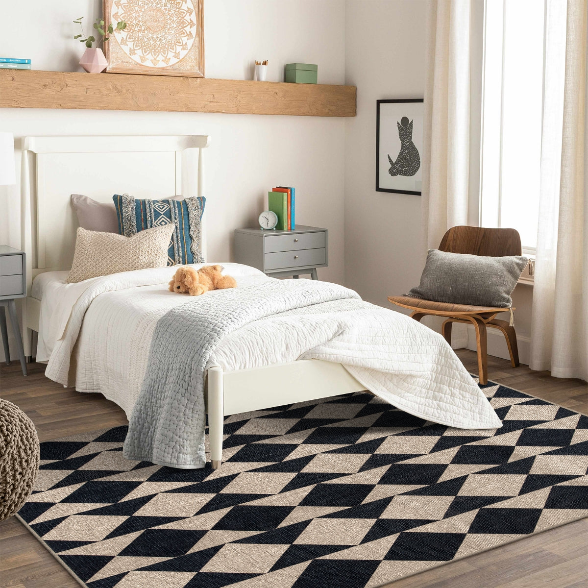 Clovis Washable Checkered Diamond Easy Jute Rug Easy Jute Area Rug Lahome