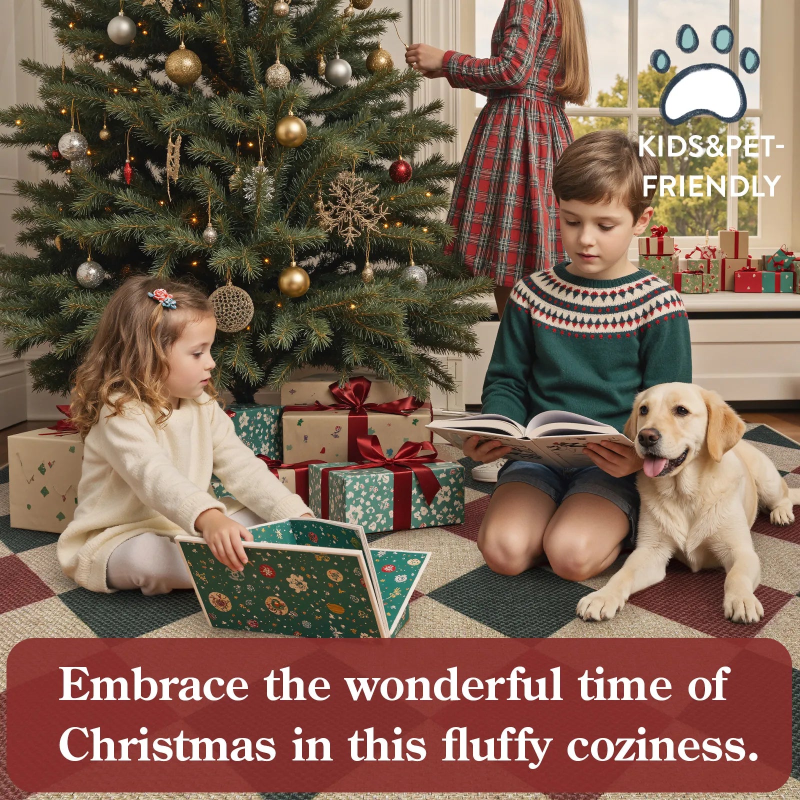 Coline Christmas Diamond Checkered Easy Jute Red&Green Rug Easy Jute Rug Lahome