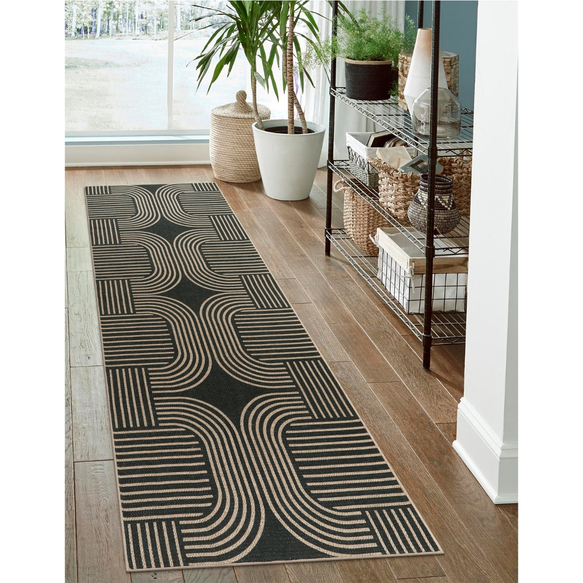 Clearance Cyrielle Washable Geometric Easy Jute Black Indoor/Outdoor Rug Clearance Rugs Lahome