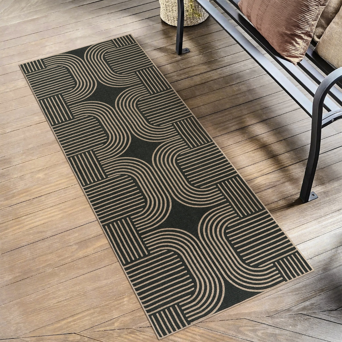 Clearance Cyrielle Washable Geometric Easy Jute Black Indoor/Outdoor Rug Clearance Rugs Lahome