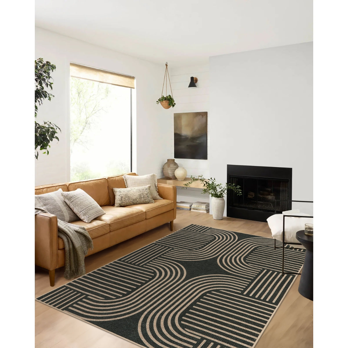 Clearance Cyrielle Washable Geometric Easy Jute Black Indoor/Outdoor Rug Clearance Rugs Lahome