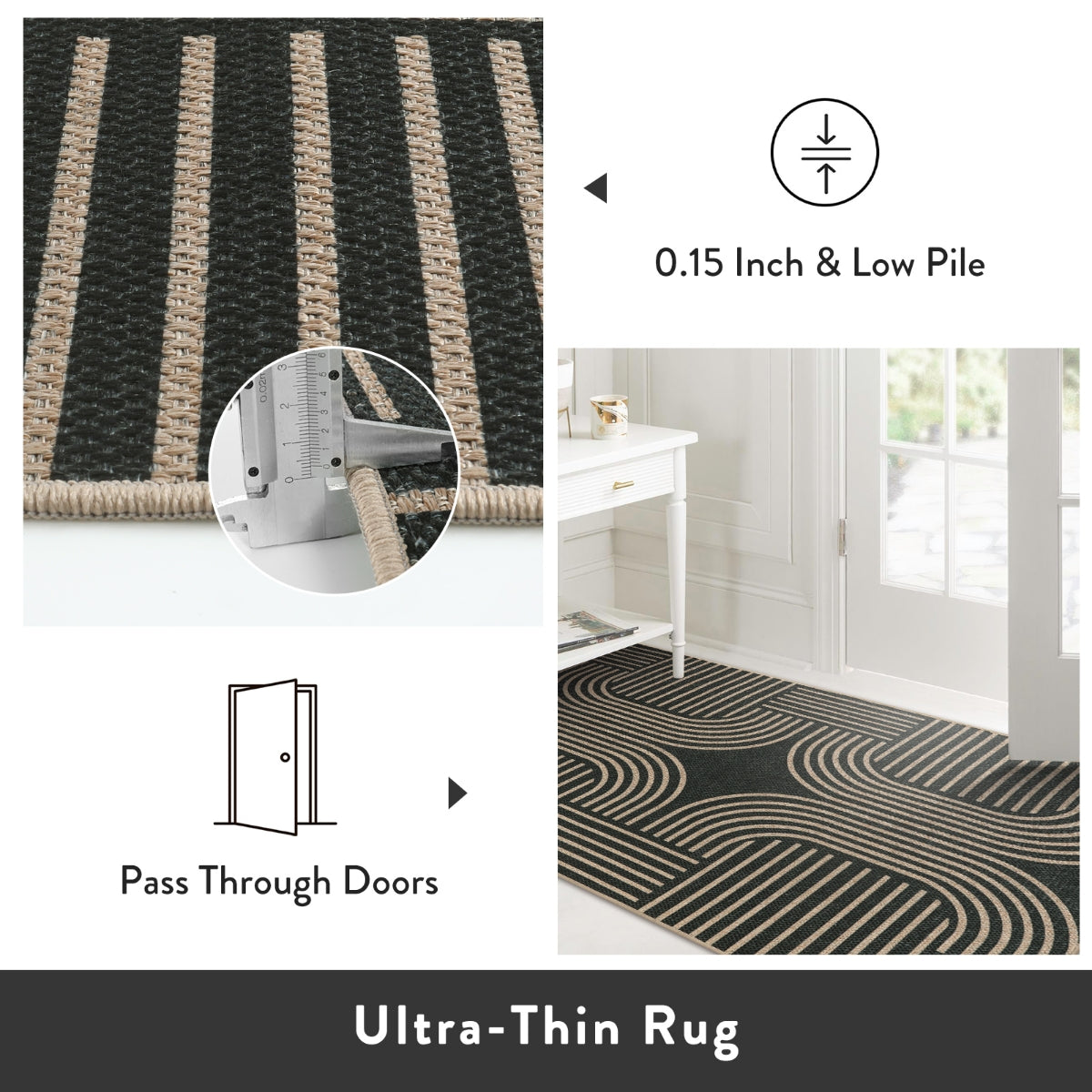Clearance Cyrielle Washable Geometric Easy Jute Black Indoor/Outdoor Rug Clearance Rugs Lahome