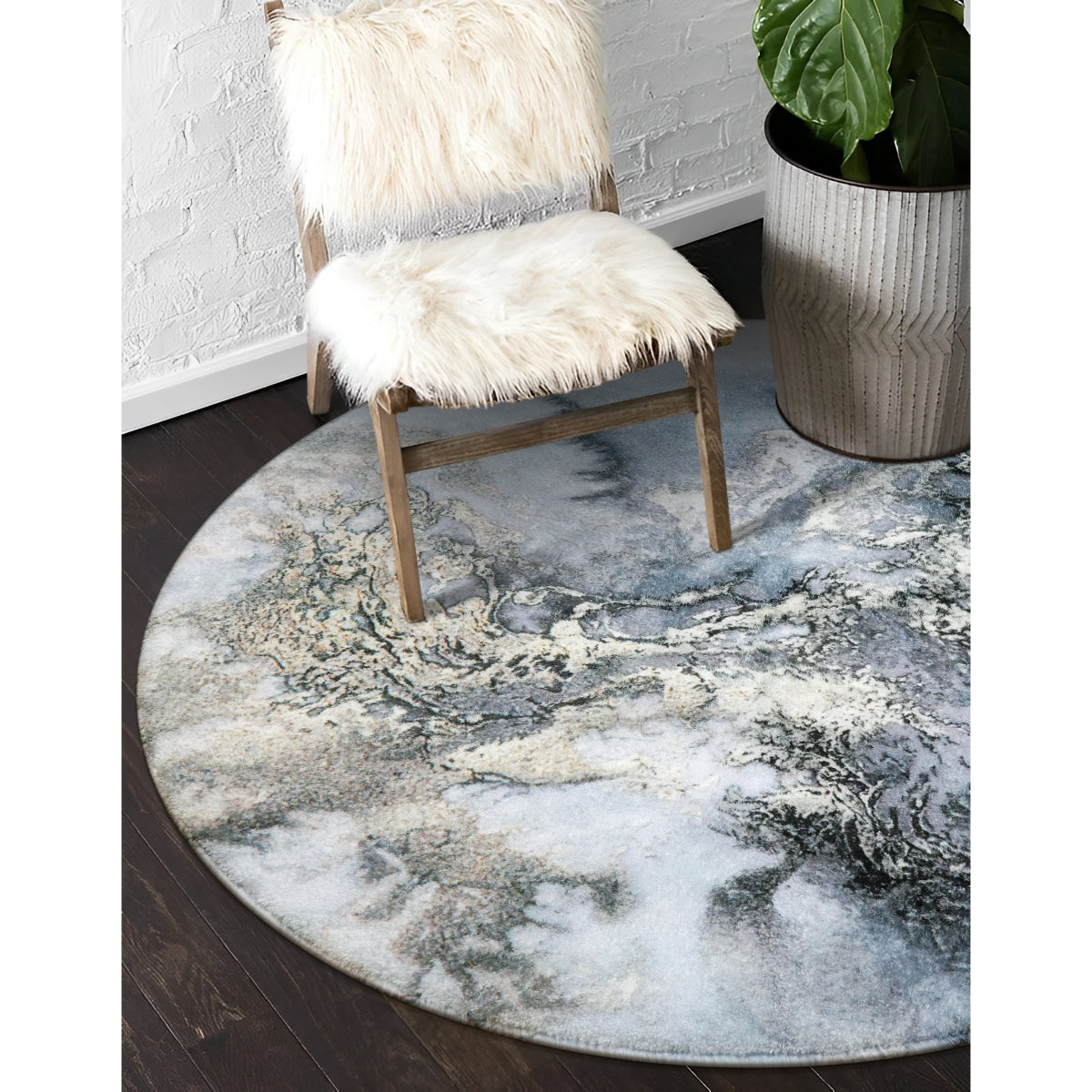 Deniz Marble Ocean Wave Area Rug