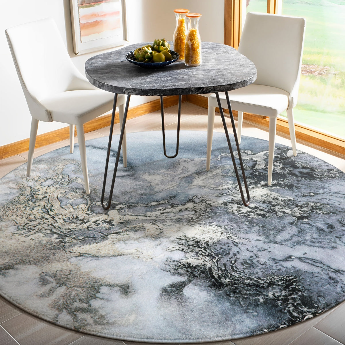 Deniz Marble Ocean Wave Area Rug