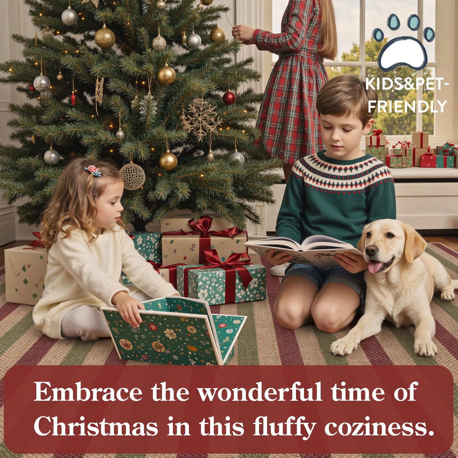 Elance Christmas Washable Easy Jute Slim Striped Red&Green Rug Easy Jute Rug Lahome