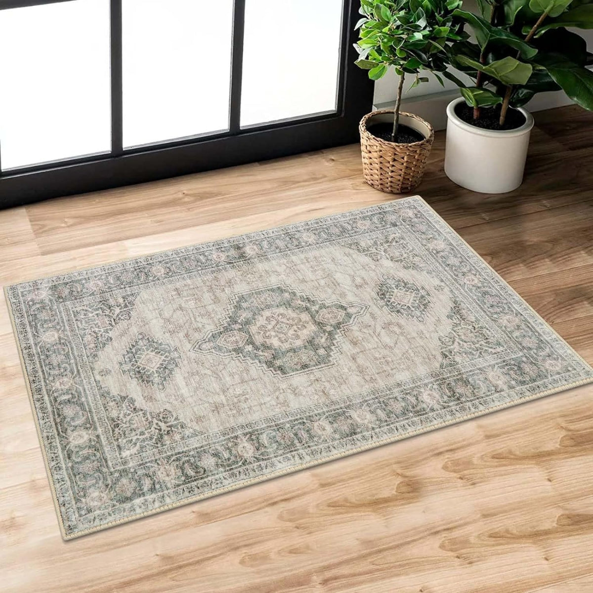 Clearance Eleanor Washable Oriental Vintage Distressed Beige Rug Clearance Rugs Lahome 2' x 3'