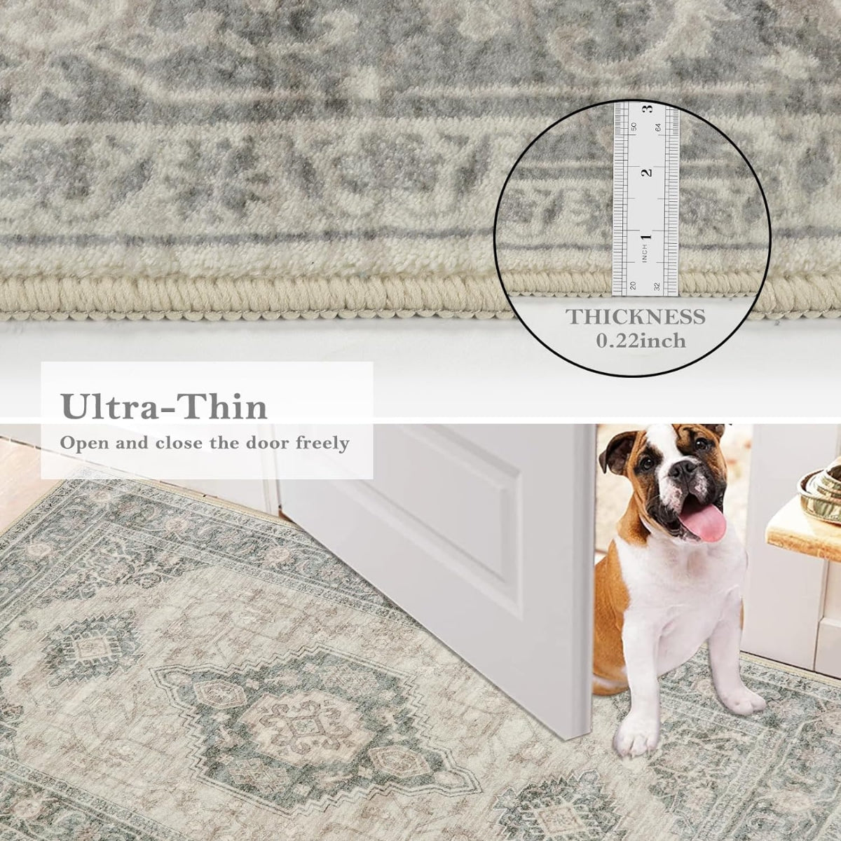 Clearance Eleanor Washable Oriental Vintage Distressed Beige Rug Clearance Rugs Lahome
