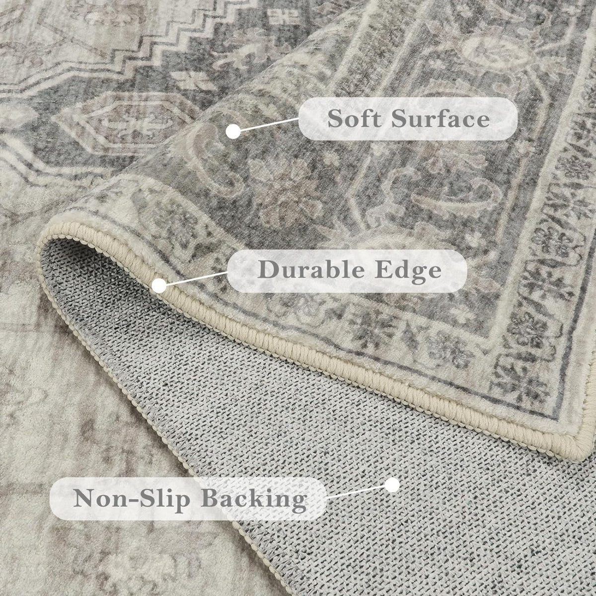 Clearance Eleanor Washable Oriental Vintage Distressed Beige Rug Clearance Rugs Lahome
