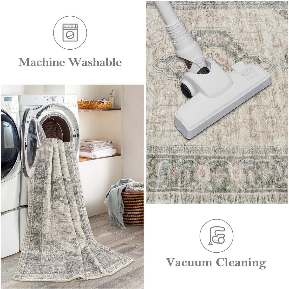 Clearance Eleanor Washable Oriental Vintage Distressed Beige Rug Clearance Rugs Lahome