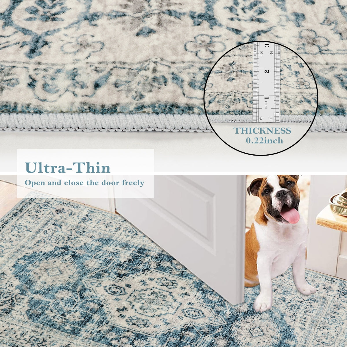 Eleanor Washable Oriental Vintage Distressed Blue Rug Clearance Rugs Lahome