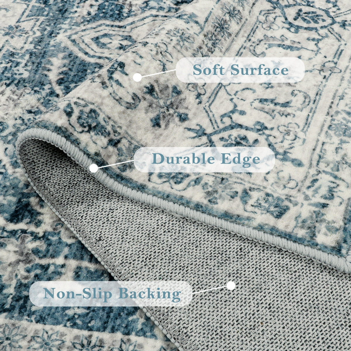 Eleanor Washable Oriental Vintage Distressed Blue Rug Clearance Rugs Lahome