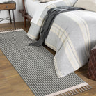 Farmhouse Non-Shedding Washable Boho Grey Rug with Tassels