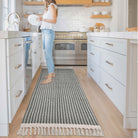 Farmhouse Non-Shedding Washable Boho Grey Rug with Tassels