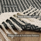 Belle Washable Farmhouse Non-Shedding Boho Grey Rug with Tassels Cotton Area Rugs Lahome