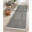 Farmhouse Non-Shedding Washable Boho Grey Rug with Tassels
