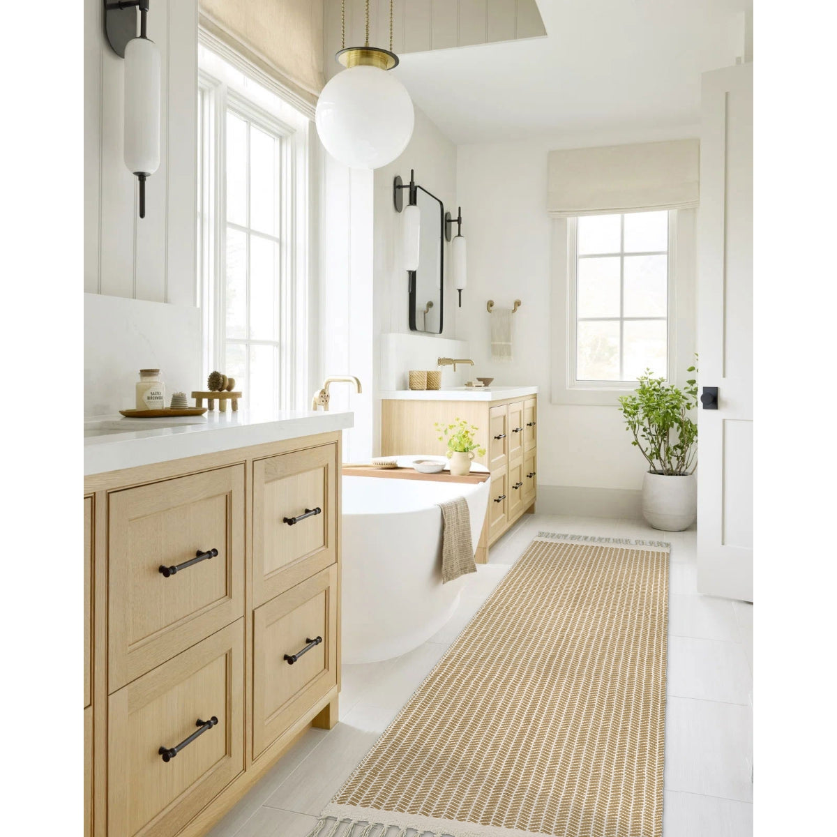 Farmhouse Non-Shedding Washable Boho Khaki Rug with Tassels