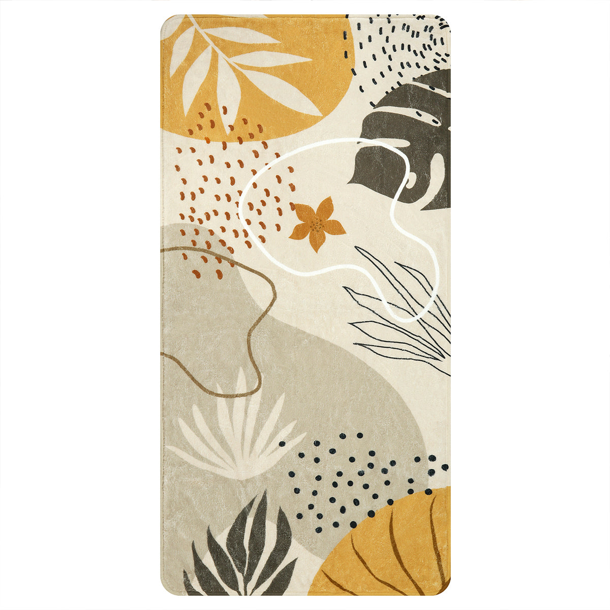 Kiki Washable Modern Botanical Leaf Print Khaki Area Rug Area Rugs Lahome