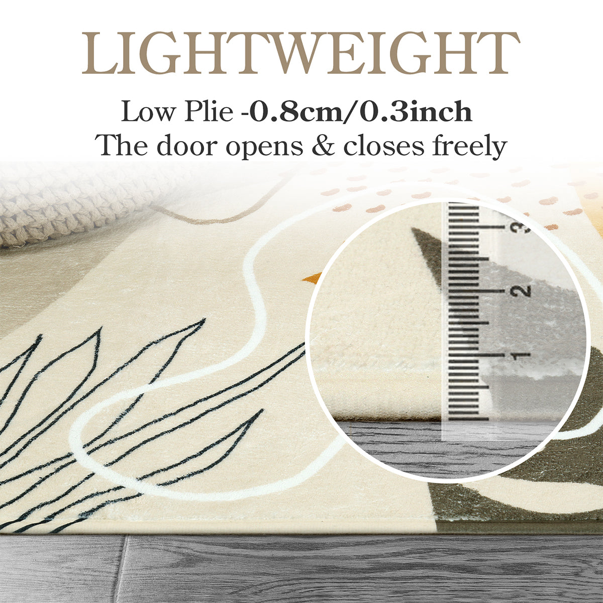 Kiki Washable Modern Botanical Leaf Print Khaki Area Rug Area Rugs Lahome