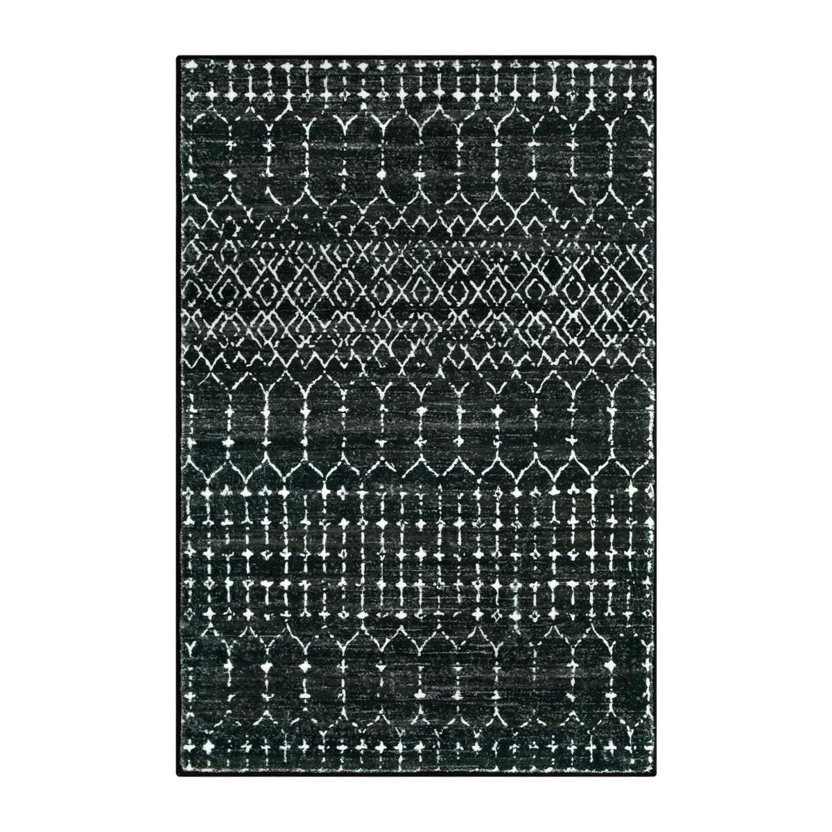 Hana Washable Moroccan Geometric Black Rug Area Rugs Lahome