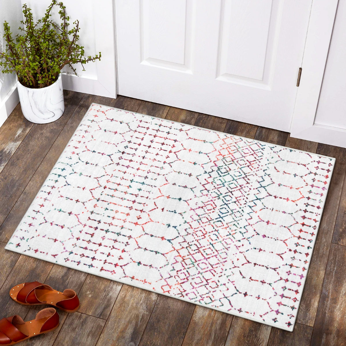 Hana Washable Moroccan Geometric Colorful Rug Area Rugs Lahome