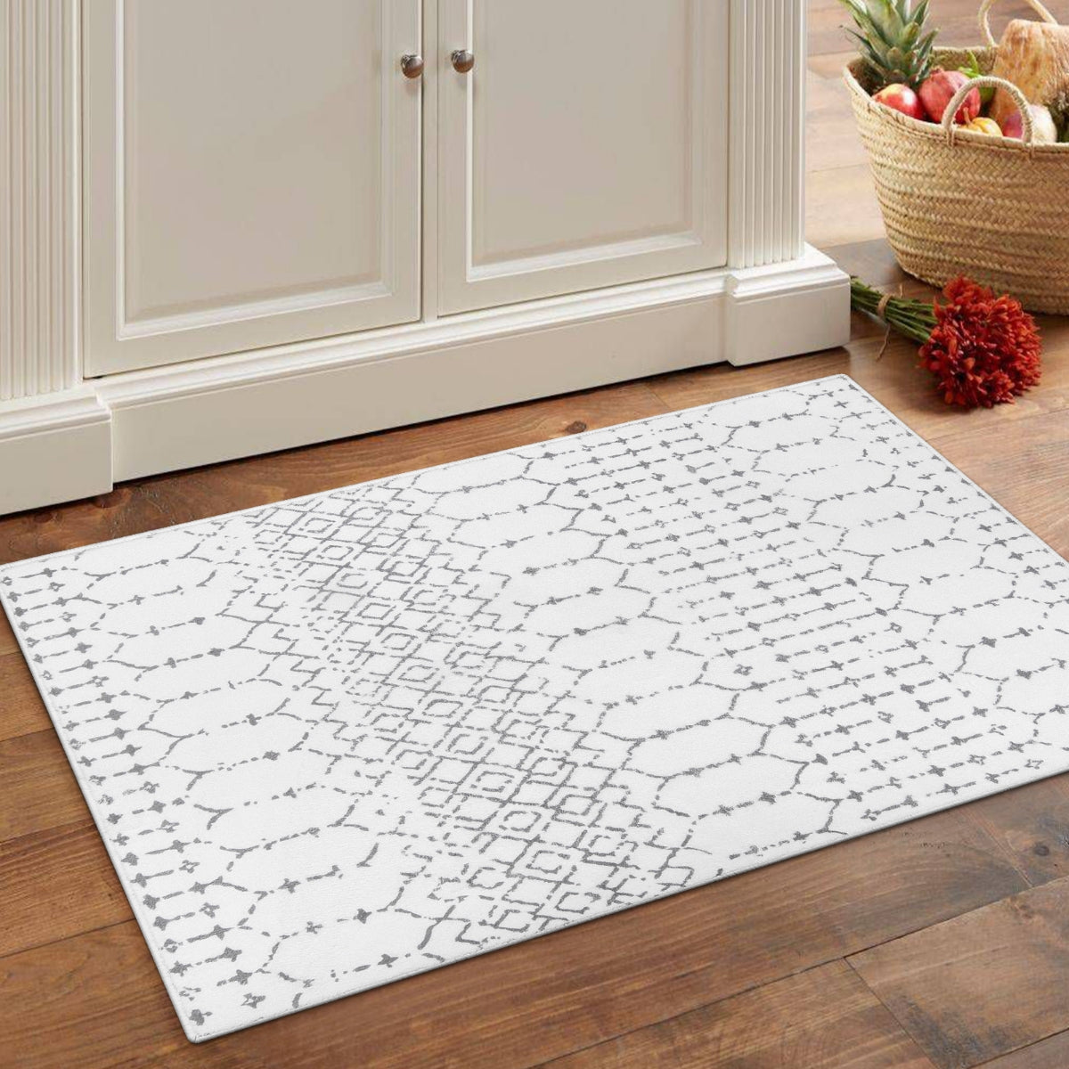 Hana Washable Moroccan Geometric White Area Rug Area Rugs Lahome